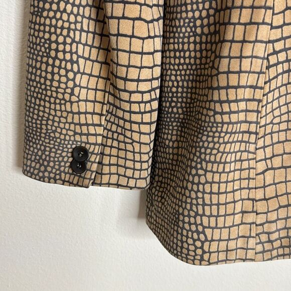 Vtg cache ladies 100% leather suede snake print double closure blazer size 2 - Picture 10 of 11